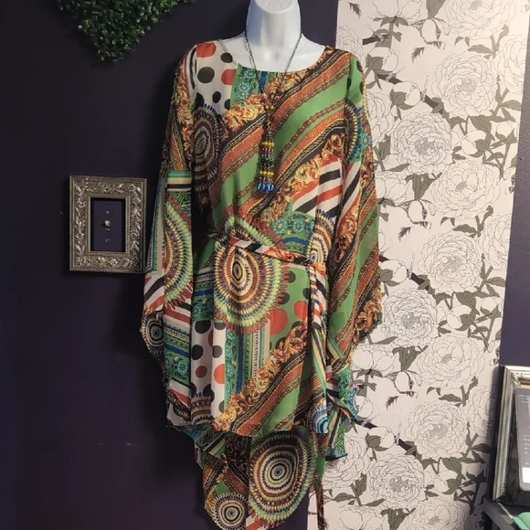 Ark & Co Asymmetrical Dress with Kimono Sleeves - Picture 2 of 6